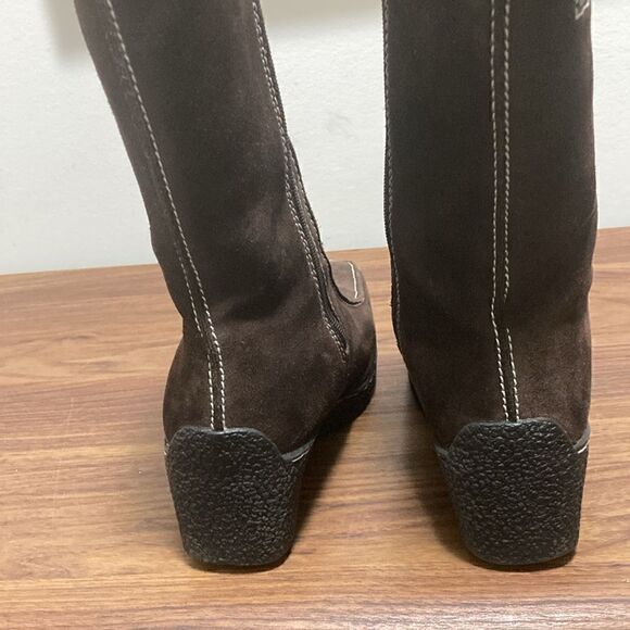 Sporto Janet Brown Suede Leather Boots with Faux Sherpa Lining & Wedge Heel. - Picture 4 of 8